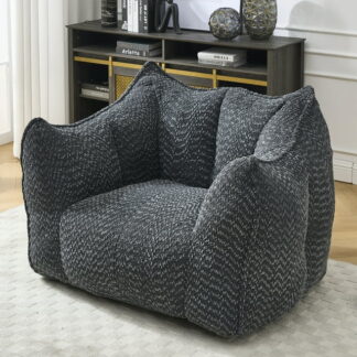 Kumix Bean Bag Sofa Chairs with Highly Resilient Foam for Living Rooms and Bedrooms, Comfortable Square Lazy Sofas, Sofas for Adults to Play, Read and Watch TV, Bean Bag Lazy Chairs, Black