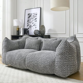 Kumix Soft Beanbag Chair with High Resilience Foam Core for Two People, the Comfortable Square Recliner Sofa, Ideal for Family Members, Friends Engaged in Games, Reading, Watching TV, Grey