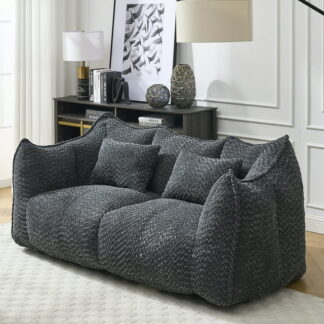 Kumix Soft Beanbag Chair with High Resilience Foam Core for Two People, the Comfortable Square Recliner Sofa, Ideal for Family Members, Friends Engaged in Games, Reading, Watching TV, Black