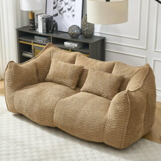 Kumix Soft Beanbag Chair with High Resilience Foam Core for Two People, the Comfortable Square Recliner Sofa, Ideal for Family Members, Friends Engaged in Games, Reading, Watching TV, Coffee